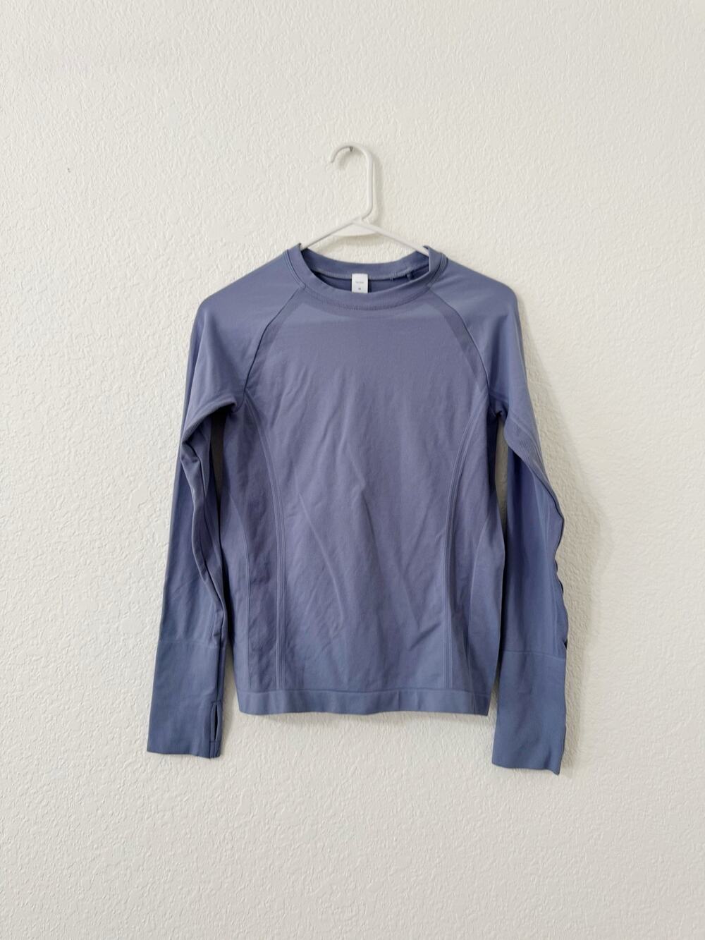 Seamless Long Sleeve Workout Top Dusty Blue Size Medium